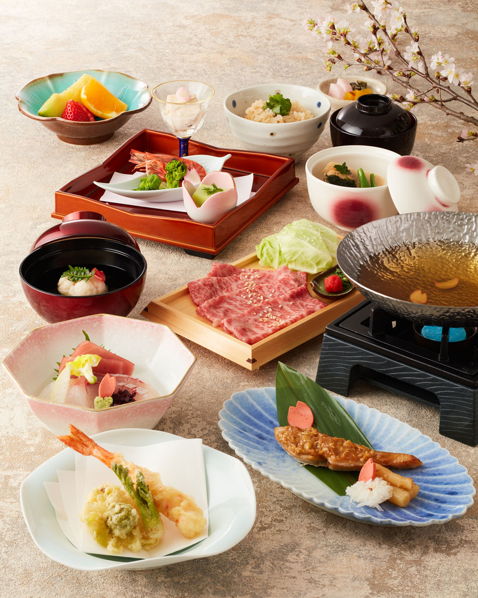 【季節会席・悠】<br>春の味覚　～桜鯛と米沢牛の会席～<br>10,000円（税込11,000円）｜会席｜レンブラントホテル東京町田【公式】